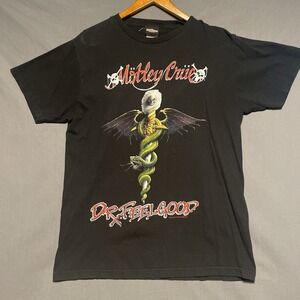 Vintage Motley Crue Shirt Mens Large Black Dr Feel Good Short Sleeve Tee Music